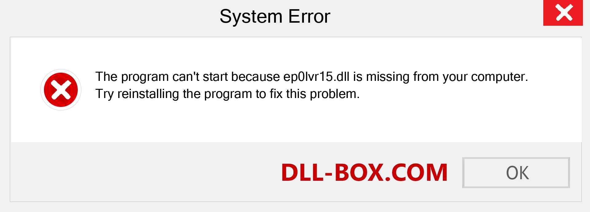  ep0lvr15.dll file is missing?. Download for Windows 7, 8, 10 - Fix  ep0lvr15 dll Missing Error on Windows, photos, images